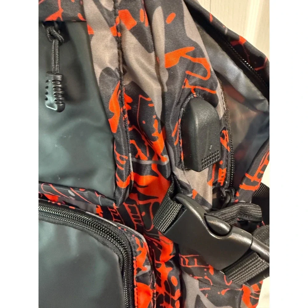 Pawsky Backpack Red Black Skateboard Music Graphic Laptop School Bag